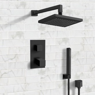 Shower Faucet Matte Black Thermostatic Shower System with 8